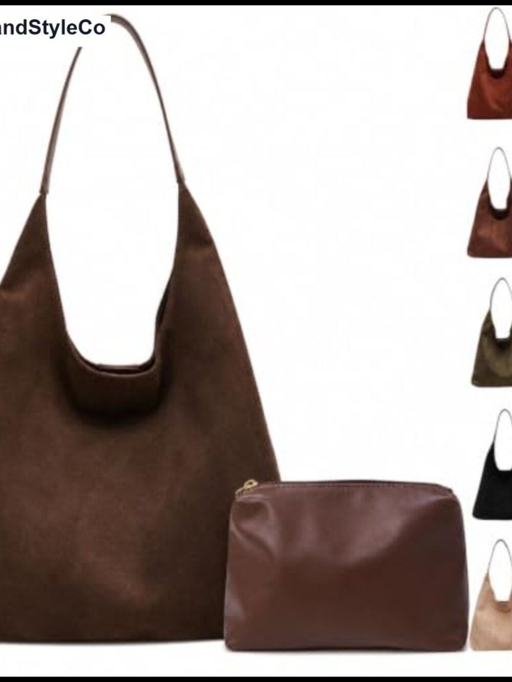 Faux Suede Tote Bag for Women with Wallet Retro Hobo Shoulder Purse